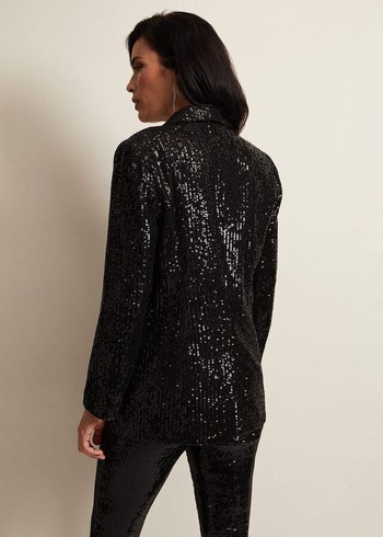 Phase Eight Ameera Sequin Soft Jackets Black Australia | UR9725064